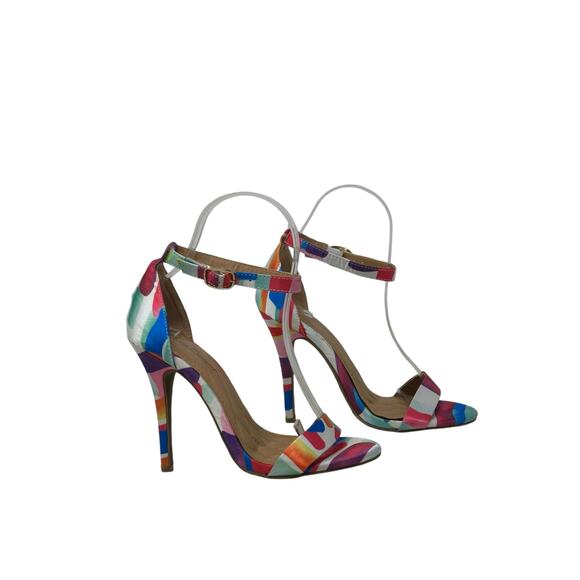 Anne Michelle Multi Color Ankle Strap Heels Sandals Size 5.5 - Picture 1 of 13